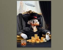 Scrooge McDuck sitting with coins — flat fee billing means you keep more of your money