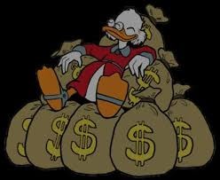 Scrooge McDuck with money bags — estate planning protects what you've worked for